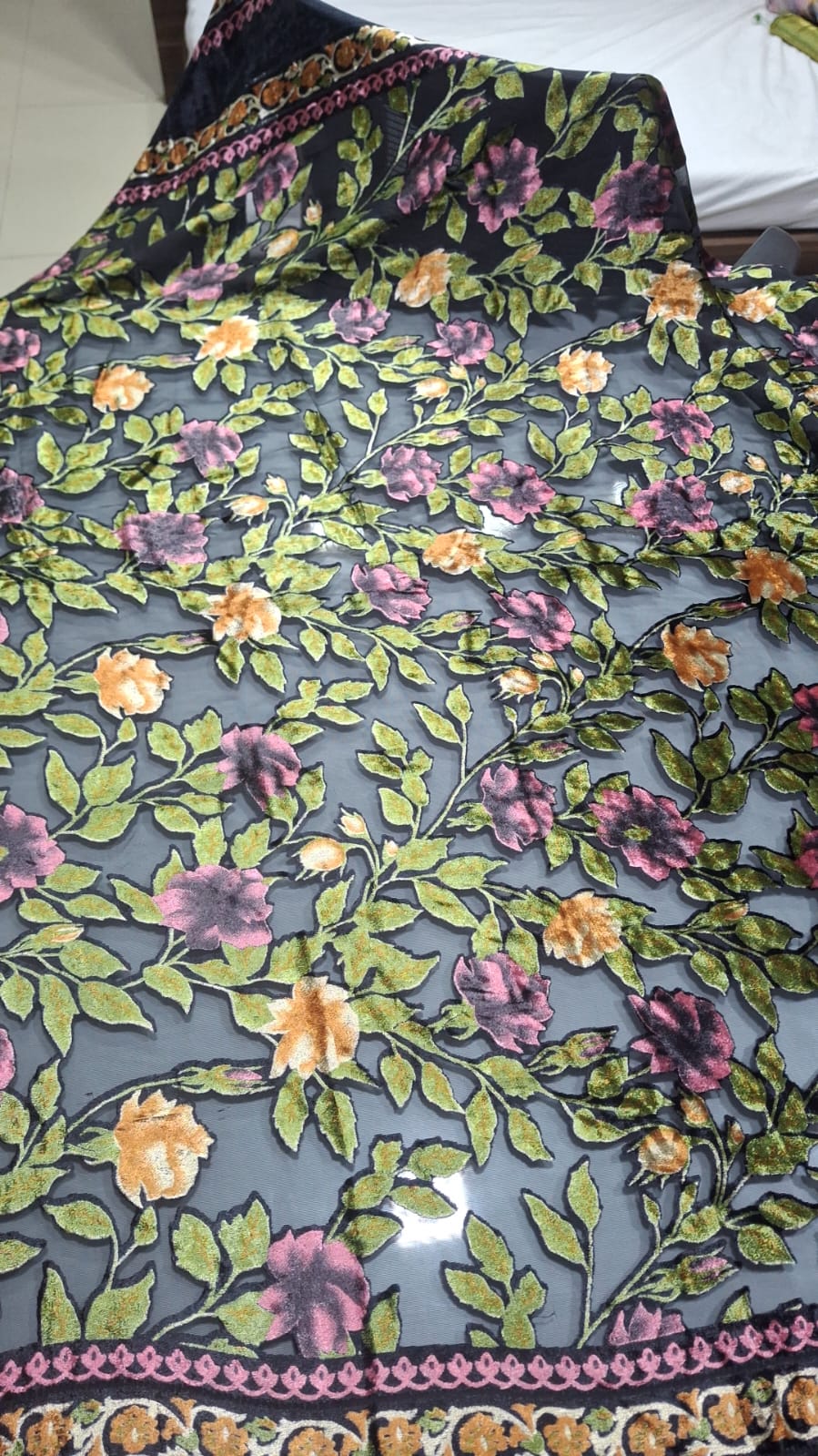 Velvet Brasso Print Velvet Brasso Print fabric for winter ethnic wear and lehengas — wholesale from Surat